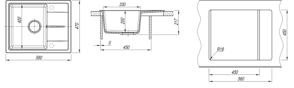 Мойка "Ника" 580*510*217мм графит