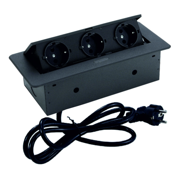 Блок розеток выдвижной горизонтальный Sonnig/3 EURO / Чёрный