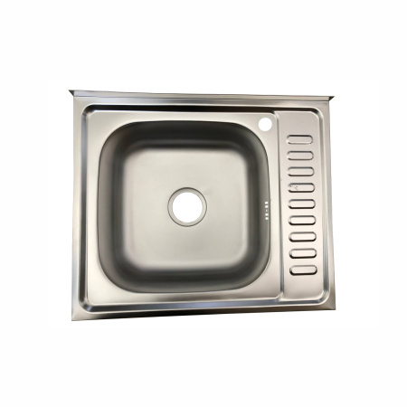 Мойка накладная 600*500*160мм /0,6/ матовая L /сифон с переливом в комплекте/