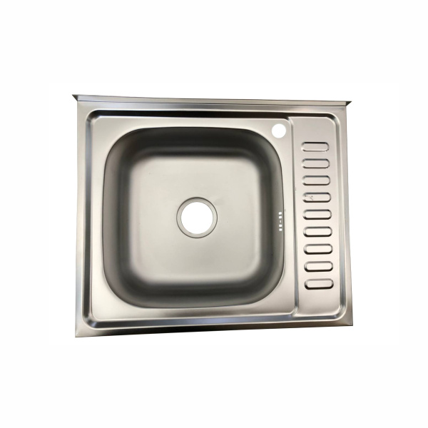 Мойка накладная 600*500*160мм /0,6/ матовая L /сифон с переливом в комплекте/